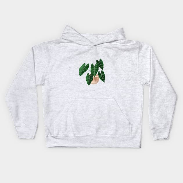 Potted Philodendron illustration Kids Hoodie by gusstvaraonica